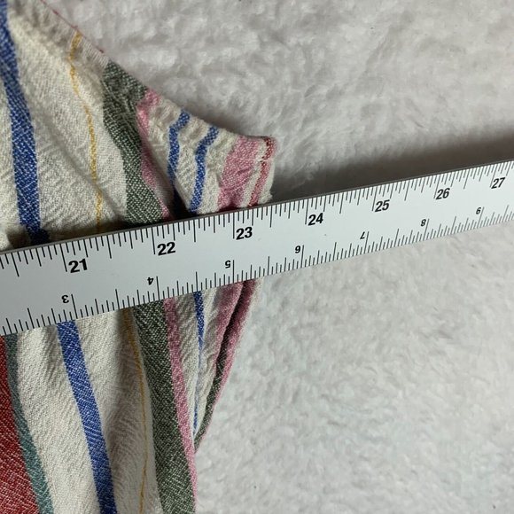 Old Navy Shirt Dress Womens 2XL Striped Pockets Linen V-Neck Sleeveless 8567 - Picture 3 of 7